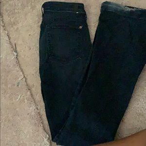 Dark blue denim flare leg jeans